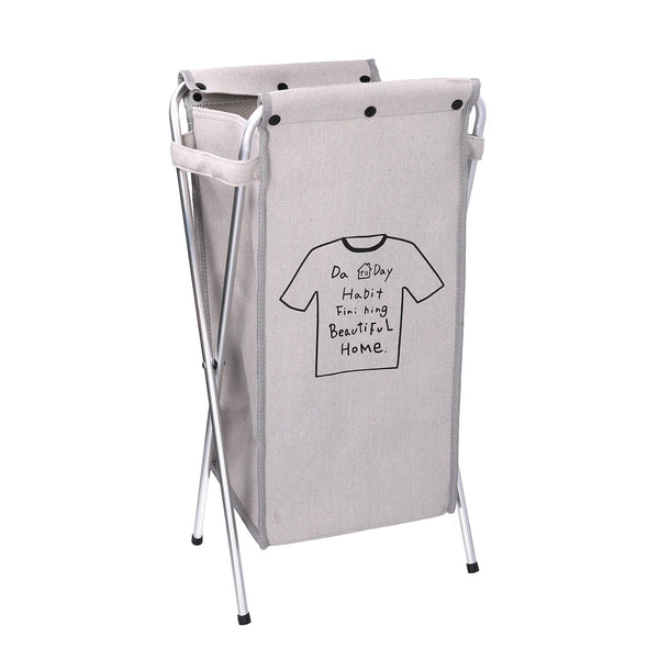 online Faltbarer Wäschekorb aus grauem Sackstoffcm 29x33,5xh66