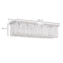 Lampadario Moderno a Gocce in Cristallo 80x25xx20 cm E14 40W Base in Acciaio Argento