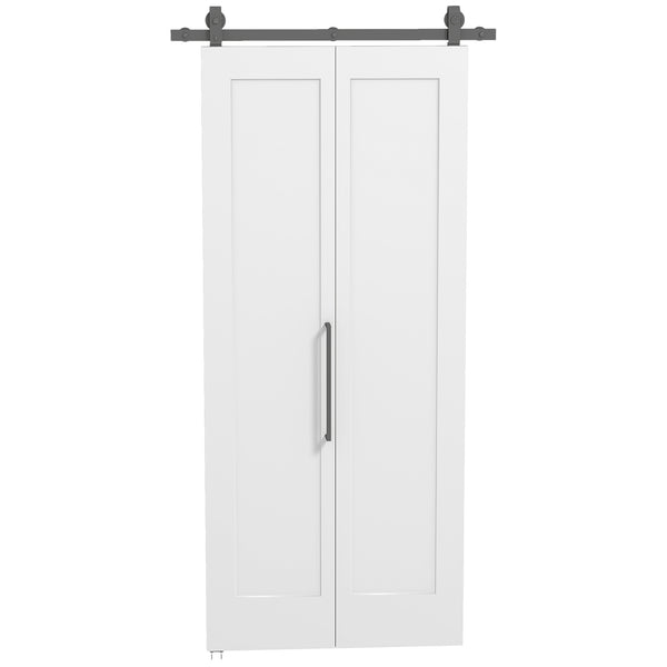 online Porta Scorrevole a Libro 90x210 cm con Superficie Verniciabile in MDF e Carbonio Bianco