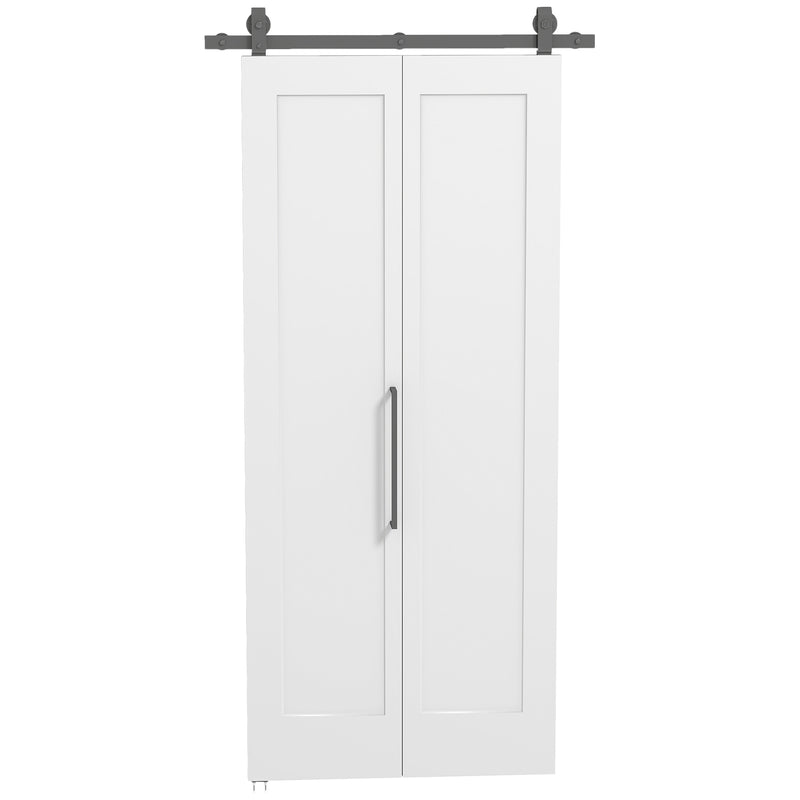Porta Scorrevole a Libro 90x210 cm con Superficie Verniciabile in MDF e Carbonio Bianco  