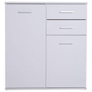 Mobiletto Cassettiera 2 Cassetti 2 Ante con Ripiano Regolabile in Legno Bianco 71x35x76 cm 