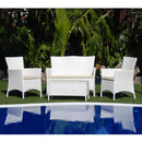 Set Salotto da Giardino in Wiker Bianco Diavano con 2 Poltrone e Tavolino