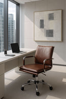 Poltrona da Ufficio Direzionale Dallas con Braccioli 54x62x92-102 cm in Pelle Sintetica Cuoio      