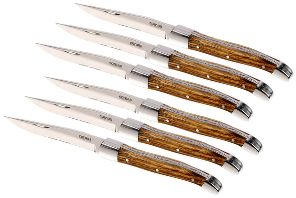 sconto 6er Set Steakmesser gezahnte Klinge Holzgriff Steakalpen