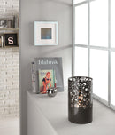 Biocamino da Tavolo 16,5x16,5xH27 cm in Metallo e Vetro Lighthouse Marrone Scuro