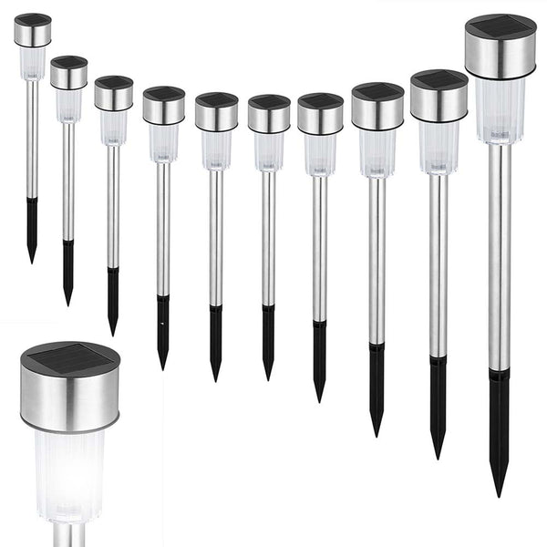 sconto 10 Lampade da Giardino ricarica solare Paletti Solari Moderni LED Luce Bianca