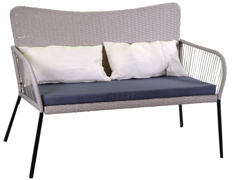 Set da Giardino Divano 2 Poltrone e Tavolino in Polyrattan Laredo Melange Grigio
