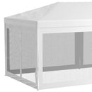 Gazebo da Giardino per Feste con 6 Pareti Rimovibili a Zanzariera 582x295x255cm Bianco