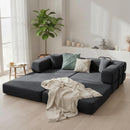 Divano Letto 2 Posti Pieghevole 198x100x69 cm con 2 Cuscini Braccioli Larghi in Ciniglia Grigio Scuro      