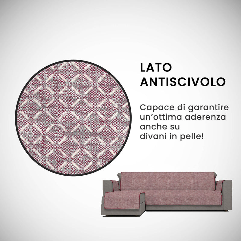 Copridivano in Poliestere con Penisola Sinistra Bordeaux Varie Misure