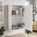 Mobiletto Bagno Pensile Sopra WC 30x14x50 cm con Ripiano Regolabile e Anta in MDF Bianco      