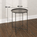 Tavolino da Giardino Pieghevole con Vassoio Rimovibile Ø46x50 cm in Acciaio Nero 