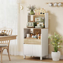 Credenza Mobile per Microonde 60x40x131 cm Mensole con Retro Aperto in Legno Bianco      