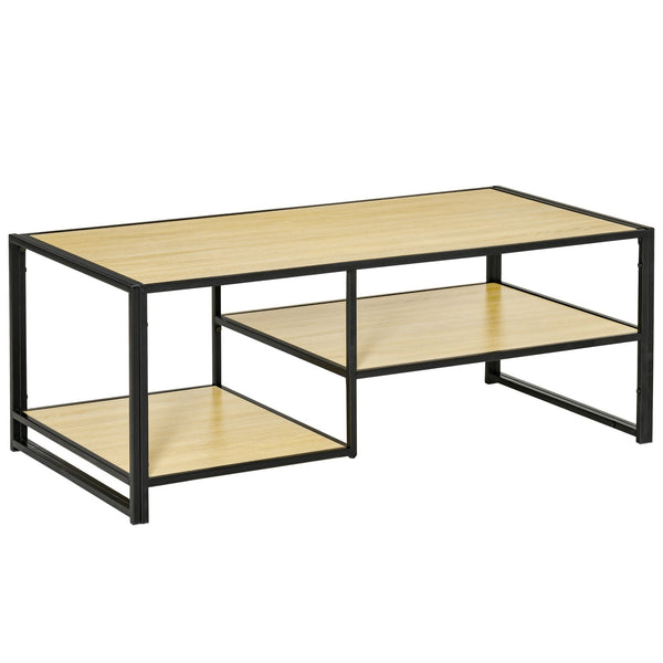 online Couchtisch 3 Regale 120x60x46 cm in Stahl und MDF Eiche