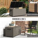 Baule da Esterno 102x52x52 cm Capacità 184L Rivestimento Interno Impermeabile Effetto Rattan Grigio  