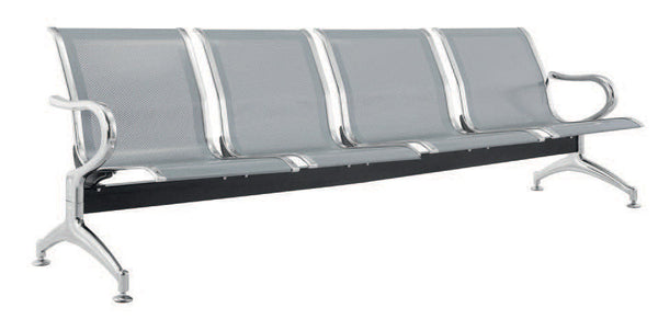 acquista Panca per Sala Attesa 4 Posti  da Ufficio in Acciaio Argento