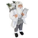 Pupazzo Babbo Natale H110 cm con Luci e Suoni Bianco e Argento