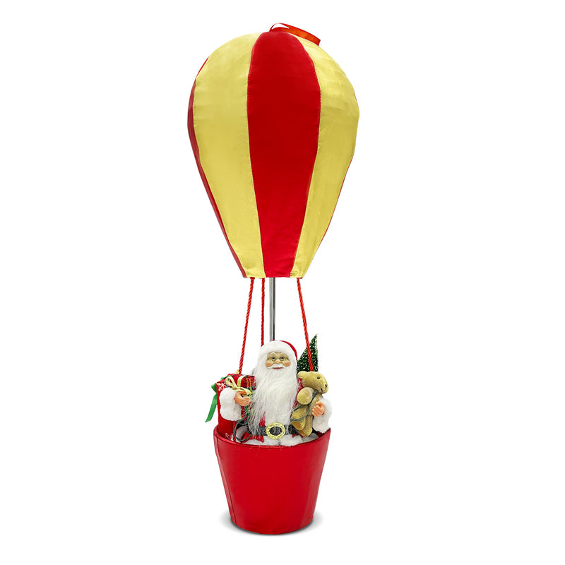 Babbo Natale con Mongolfiera H80 cm con Luci e Suoni