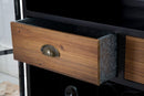 Mobile Iron School Porta Bottiglie 81x42x162,5 cm in Ferro e Legno di Abete Nero e Marrone