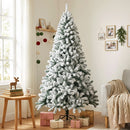 Albero di Natale Innevato Ø100x180 cm con 650 Rami Ignifughi e Base Pieghevole in Acciaio Verde      