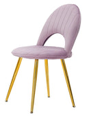 Set 2 Sedie Imbottite 52x48x78 cm in Tessuto Velluto Flex Rosa e Oro