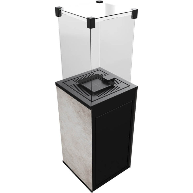 Stufa a Gas da Esterno cm 136,6x44,2x44,2 Flig Gastonia Mini Ossido Grigio con Vetri