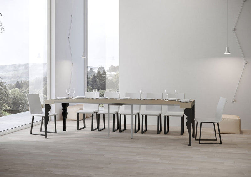 Consolle Allungabile 90-300x40x77 cm Paxon Cashmere Telaio Antracite 