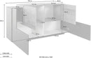 Credenza 4 Ante 160x45x86 cm Coro Bianco Lucido/Bianco  