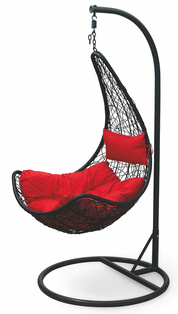 online Swing Garden Hängematte aus Metall und Polyrattan Soriani Black and Red Drop