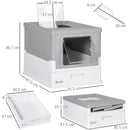 Lettiera per Gatti 47,5x35,5x36,7 cm in PP Bianco e Grigio