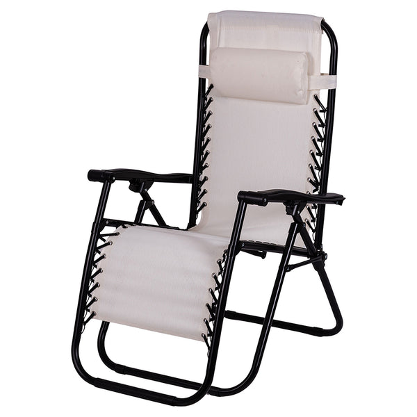 Sedia Sdraio Reclinabile e Richiudibile Rio 65x90x108 cm con Poggiatesta in Poliestere con Struttura in Acciaio Avorio prezzo