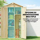 Armadio da Giardino 93x53x168 cm a 3 Ante con 4 Ripiani e Ganci in Legno di Abete Naturale      