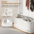 Appendiabiti da Terra 96x34x179,7A cm con Panca Porta Scarpe 5 Ganci Dispositivo Antiribaltamento in MDF Crema      