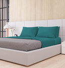 Set Lenzuola Matrimoniale Sopra Sotto e Federe Tinta Unita Verde Bottiglia