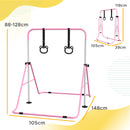 Sbarra per Ginnastica Artistica per Bambini Altezza Regolabile 88-128 cm 2 Anelli Rosa  
