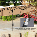 Ombrellone Doppio 285x147x227 cm Inclinabile a 45° in Acciaio e Poliestere Caffè  