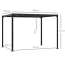 Pergola da Giardino 3,48x3m in Alluminio e Policarbonato Grigio