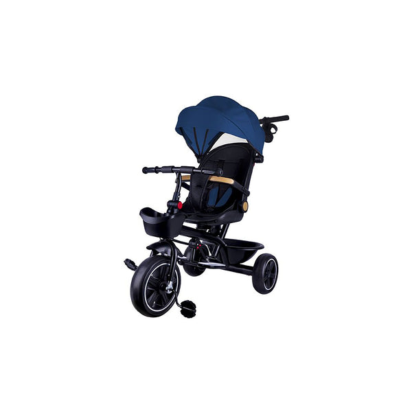 Passeggino Triciclo con Sedile Girevole 65x47x110 cm con Cappotta e Cestini Blu online