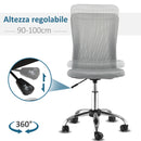 Sedia da Ufficio Ergonomica Senza Braccioli 43x58x90-100 cm in Tessuto a Rete Grigio 