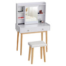 Consolle Trucco 80x40x127 cm con Specchio e Sgabello  Bianca