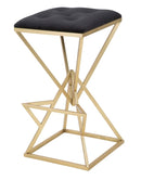 Sgabello da Bar Piramid 40x40x75 cm in Ferro e Vetro Oro e Nero