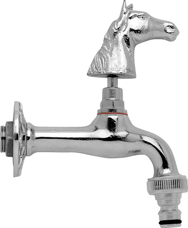 acquista Gartenbrunnenhahn aus verchromtem Messing mit Morelli Cavallo Schnellkupplung