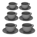 Set 6 Tazze da The con Piattino Ø9,5xh7 cm in Gres Porcellanato Juliet Grigio