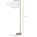Lampada da Terra con Paralume E27 in Metallo Oro e Bianco