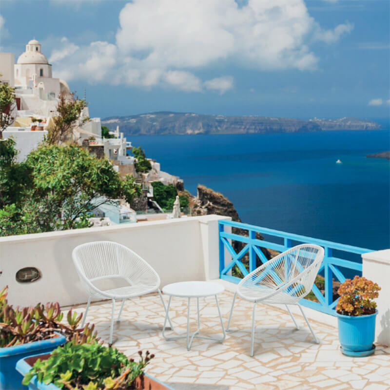 Set Tavolino e 2 Sedie da Giardino in Acciaio Kraus Michelangelo Bianco