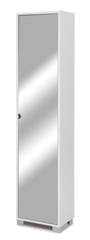 Armadio 1 Anta con Specchio 43x190x29 cm Bianco Fiammato