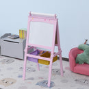 Lavagna per Bambini 3 in 1 con Cavalletto in Legno  Rosa
