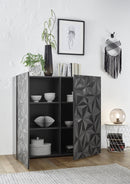 Credenza 2 Ante 120x42x110 cm in Legno TFT Praga Nero Lucido