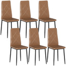 Set di 6 Sedie da Pranzo Moderne 41x50x97 cm con Schienale Alto in Finta Pelle e Acciaio Marrone      