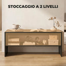 Tavolino da Caffè Moderno a 2 Livelli 100x40x41,5 cm con Ripiano Aperto in Truciolato Nero      